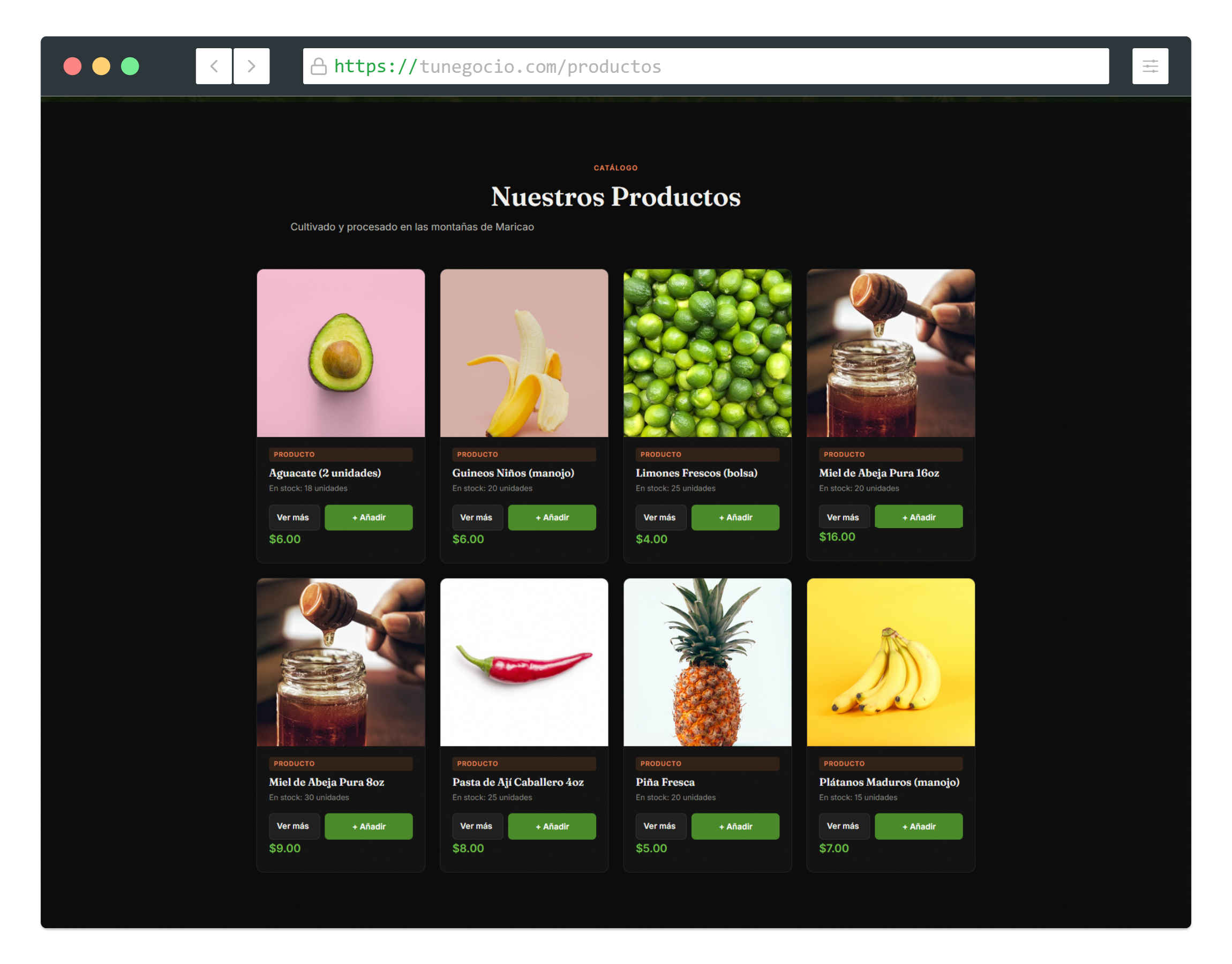 Catálogo de productos